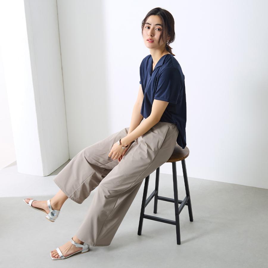 Tuche グンゼ レディース ワイドパンツ ストレッチ 前とじ 前ポケット
