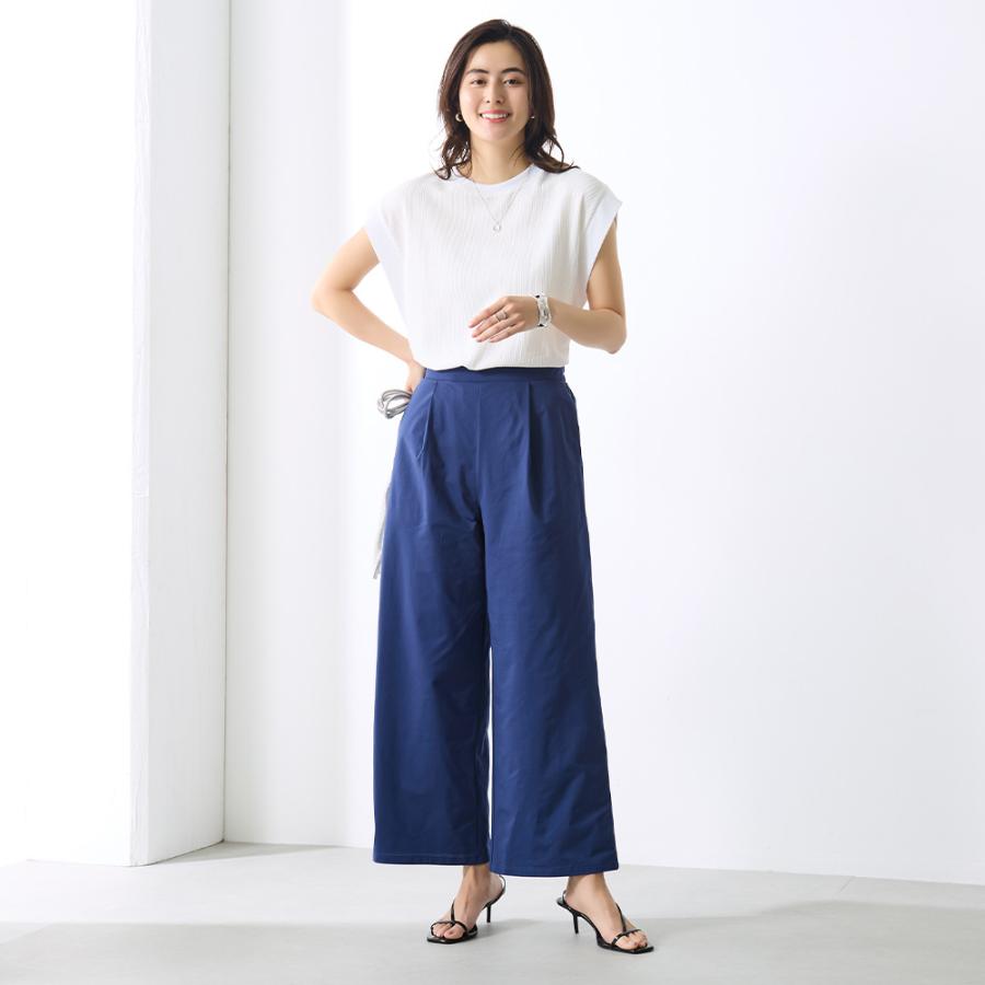 Tuche グンゼ レディース ワイドパンツ ストレッチ 前とじ 前ポケット