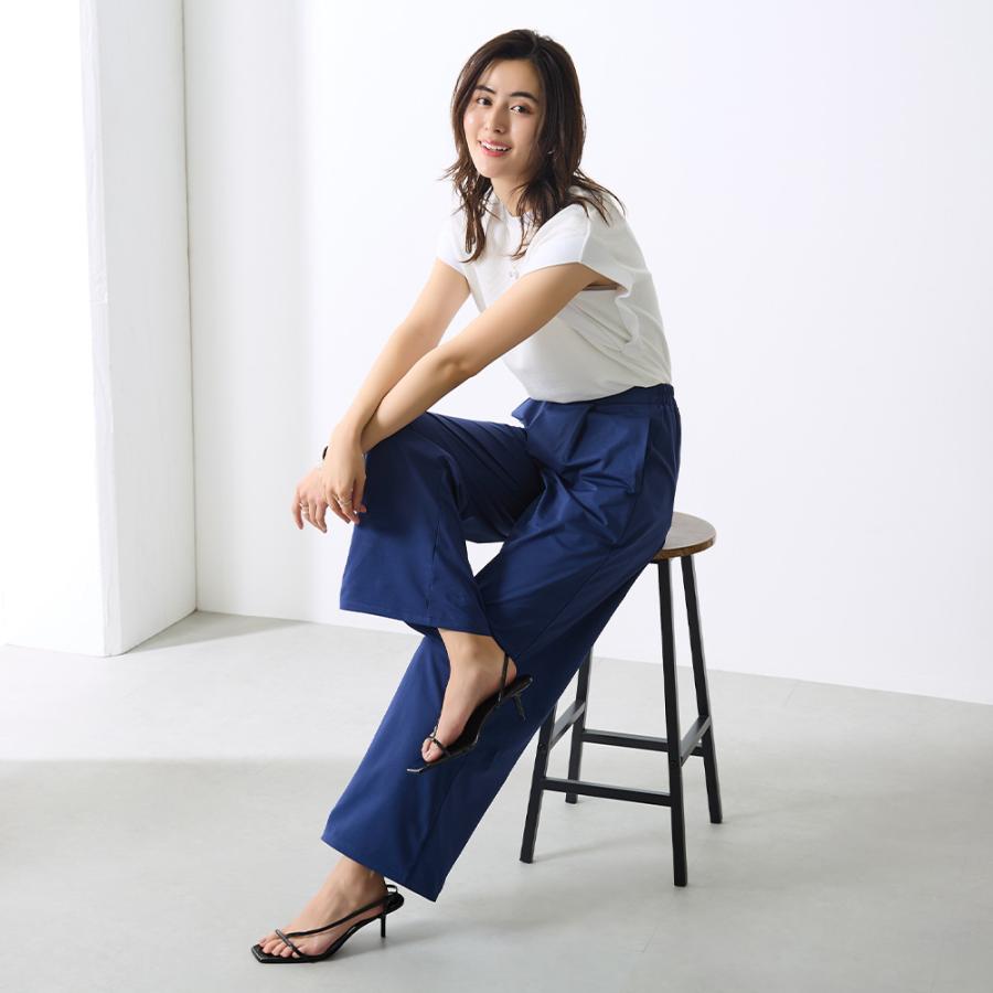 Tuche グンゼ レディース ワイドパンツ ストレッチ 前とじ 前ポケット