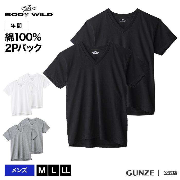 グンゼ Vネック ｔシャツ メンズ 年間 ボディワイルド ｖネックｔシャツ 2p Body Wild Gunze Bw M Ll 店内限界値引き中 セルフラッピング無料