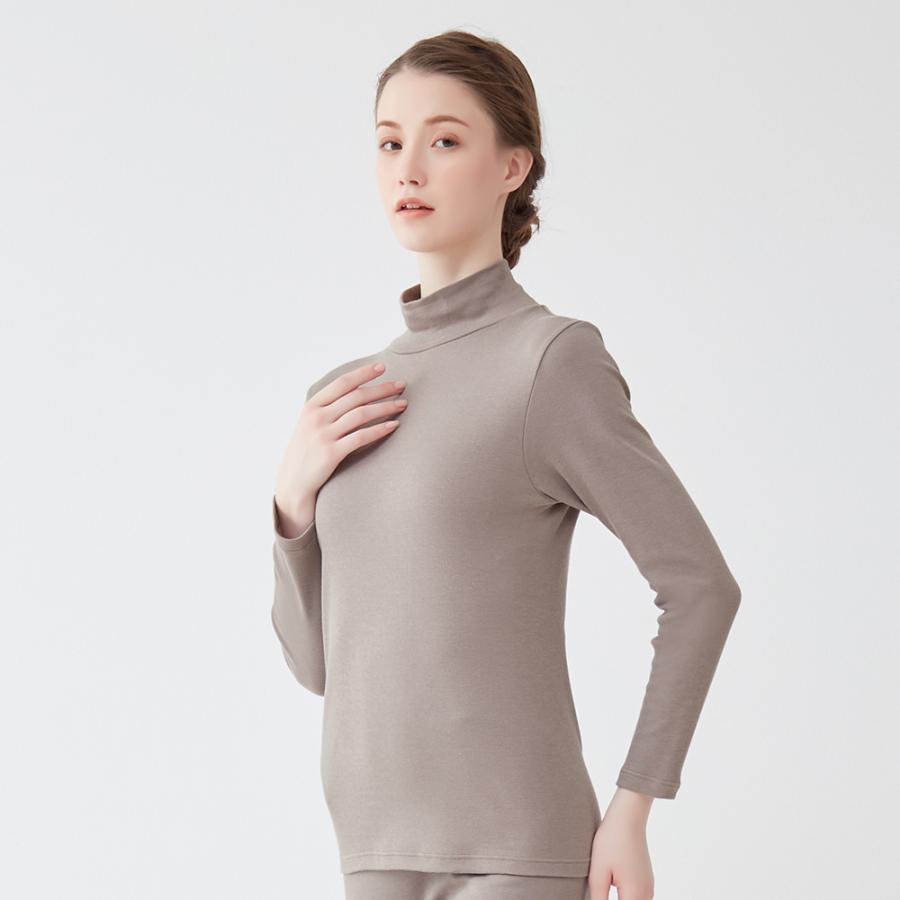ISSEI MIYAKE ベージュ クシュクシュ加工 ハイネック長袖 GUNZE（グンゼ） 直営店限定 綿100% ハイネック 長袖 あったかインナー