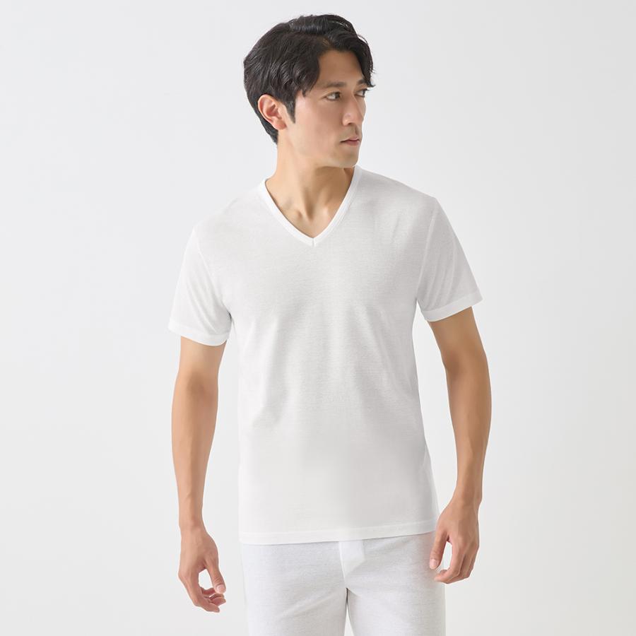 GUNZE（グンゼ） Vネック Tシャツ メンズ 春夏 日本製 綿100% 冷感綿