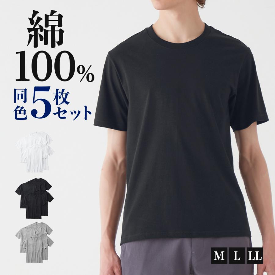 最終値下げ!! 訳あり‼️2枚組 Tシャツ クルーネック 半袖 メンズ GUNZE（グンゼ） クルーネックTシャツ 5枚組 綿100% メンズ 丸首