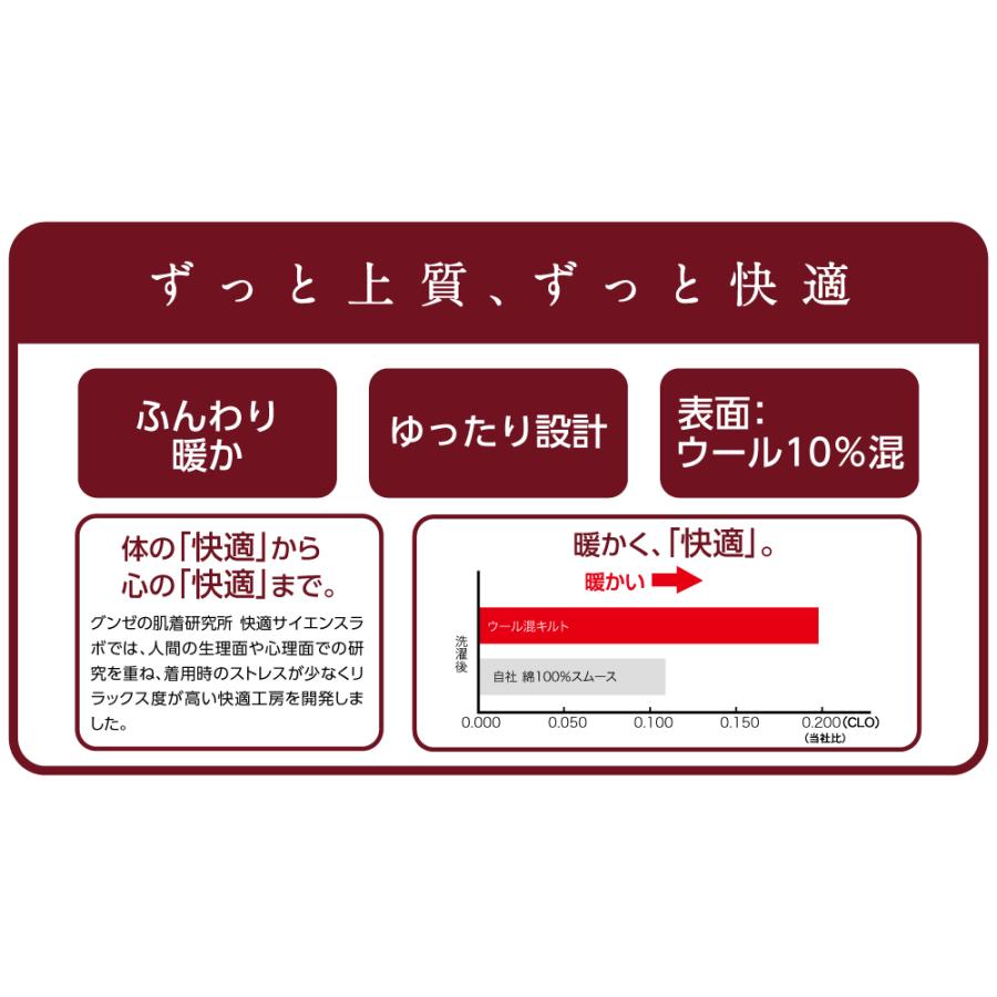 セール グンゼ タイツ メンズ 長ズボン下 前開き 秋冬 あったかインナー 快適工房 ウール 綿混 キルト ももひき 肌着 紳士｜gunze｜07