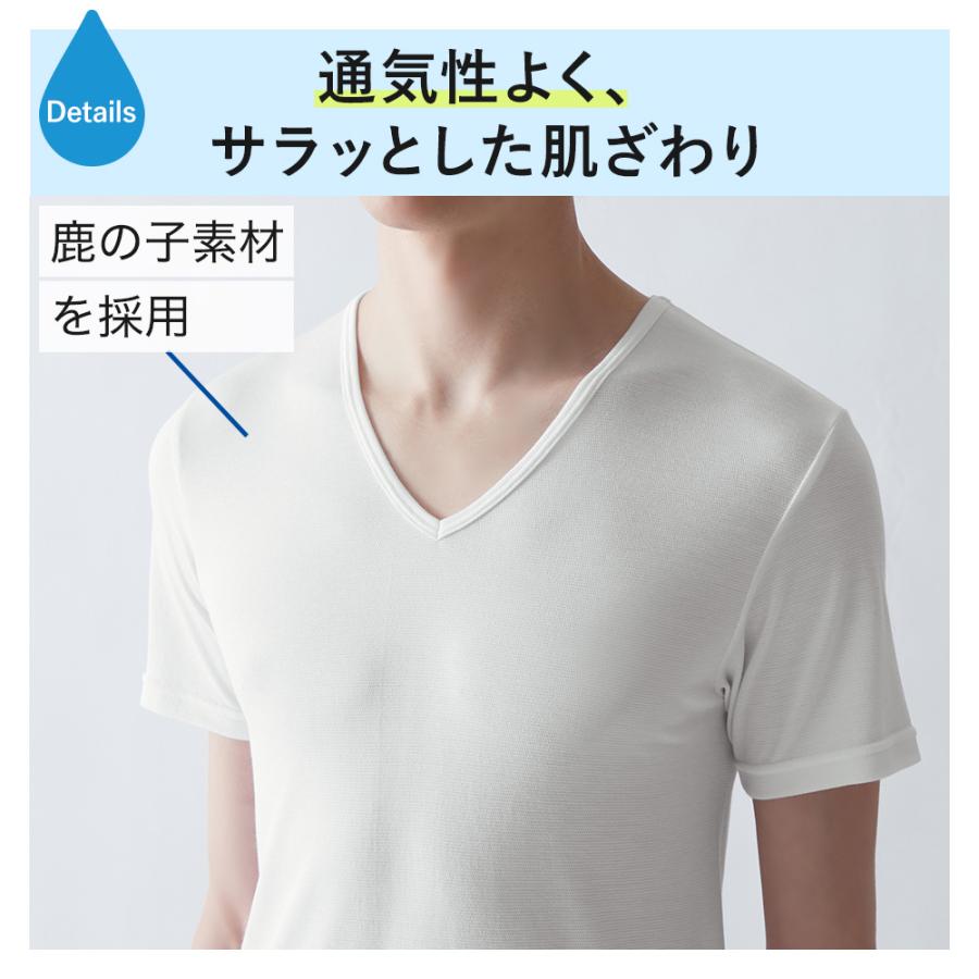 GUNZE（グンゼ） アセドロン 半袖 Vネック 汗取り付き 肌着 メンズ 夏