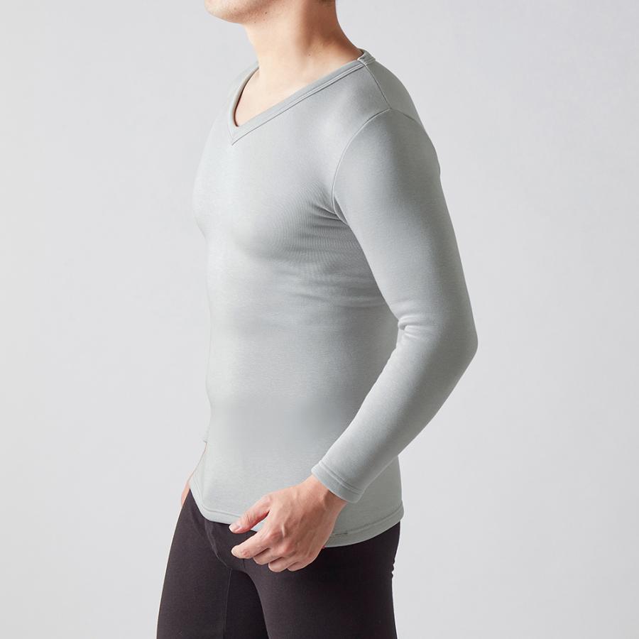グンゼ 肌着 長袖 Ｖネック 9分袖 インナーシャツ メンズ 冬 暖かい あったか 長袖 V首 発熱 防寒 裏起毛 GUNZE HOTMAGIC ホットマジック 極