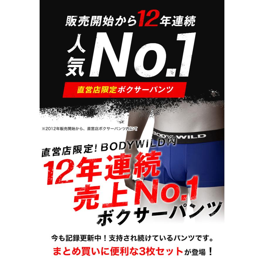 【31日8時までタイムセール】グンゼ GUNZE ボディワイルド ボクサーパンツ 3枚組 メンズ 前閉じ パンツ ローライズ 直営限定 紳士 下着 人気 お得 3P ロゴ｜gunze｜08