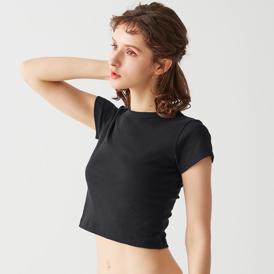 Tuche グンゼ トゥシェ Tシャツ 半袖 クロップド レディース 綿