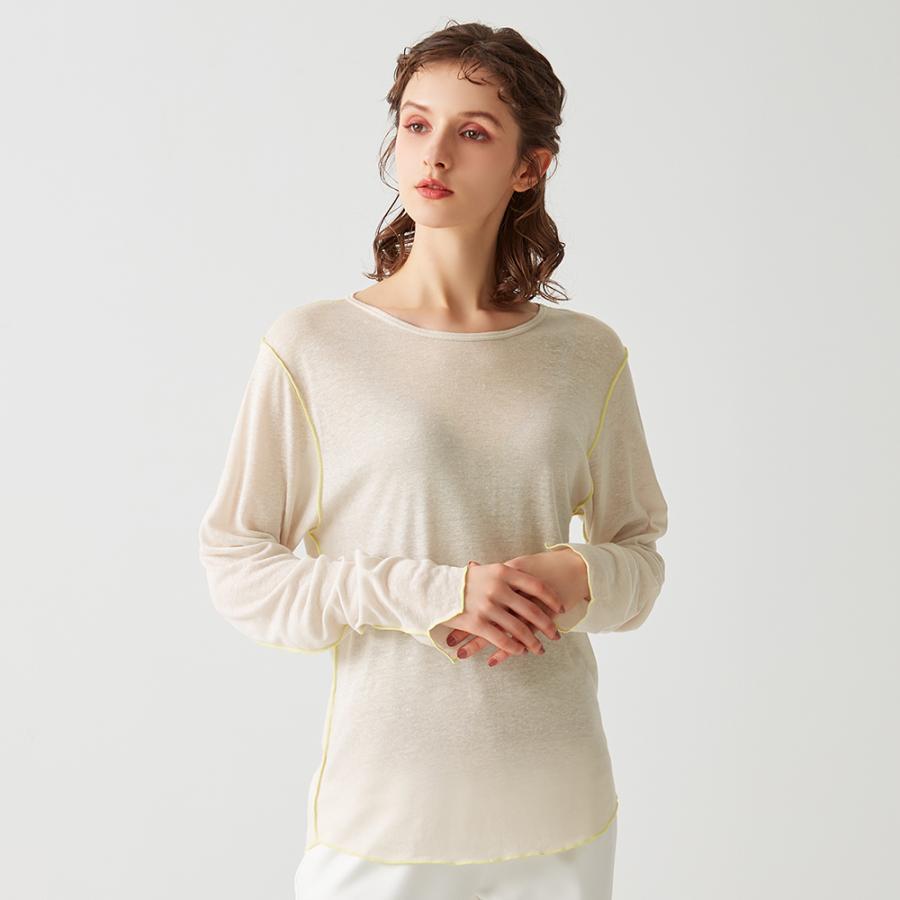 Tuche グンゼ シアートップス 長袖 レディース リネン レーヨン 体型