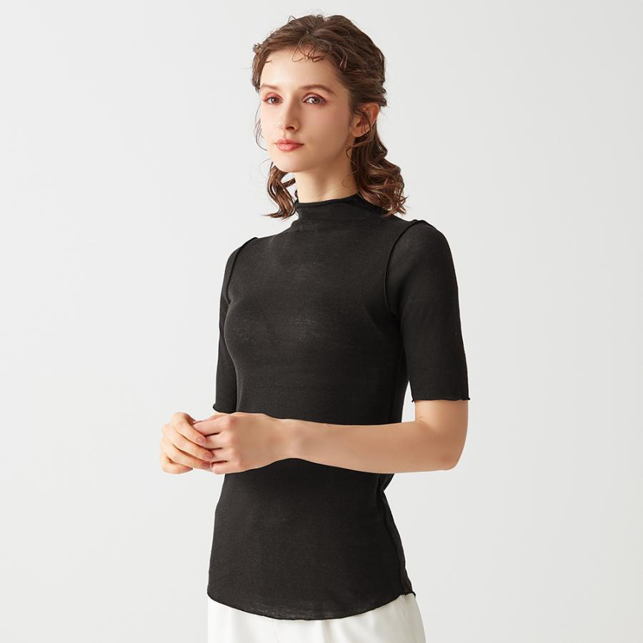 グンゼ シアートップス 半袖 ハイネック レディース リネン レーヨン おしゃれ かわいい キレイめ 透け 重ね着 レイヤード トゥシェ GUNZE TC7352 M L | Tuche | 11