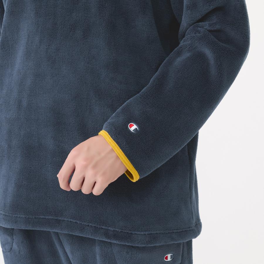 【色: ネイビーブルー】[グンゼ] ルームウェア 長袖長パンツ ボアフリースノル Champion（チャンピオン） ルームウェア 長袖長パンツ レディース 両面