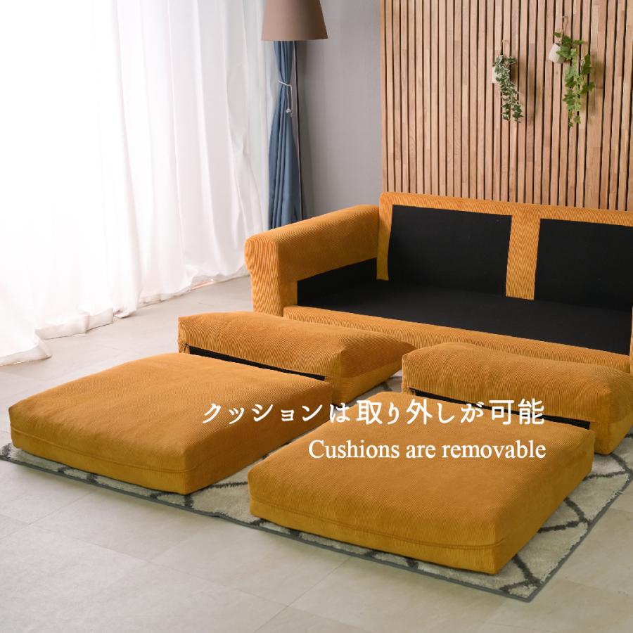 コーデュロイ 3人掛けソファ ロースタイル 3P ファブリック 羽毛 コーデュロイ 3人掛けソファ ロースタイル 3P ファブリック 羽毛