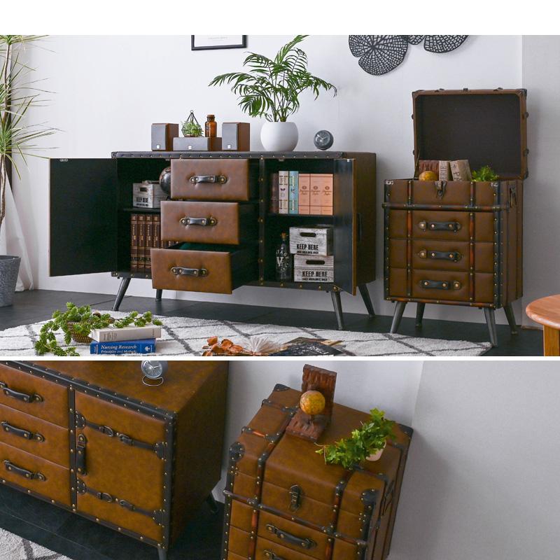 ローチェスト おしゃれ スリム チェスト レトロ 幅50cm アンティーク調