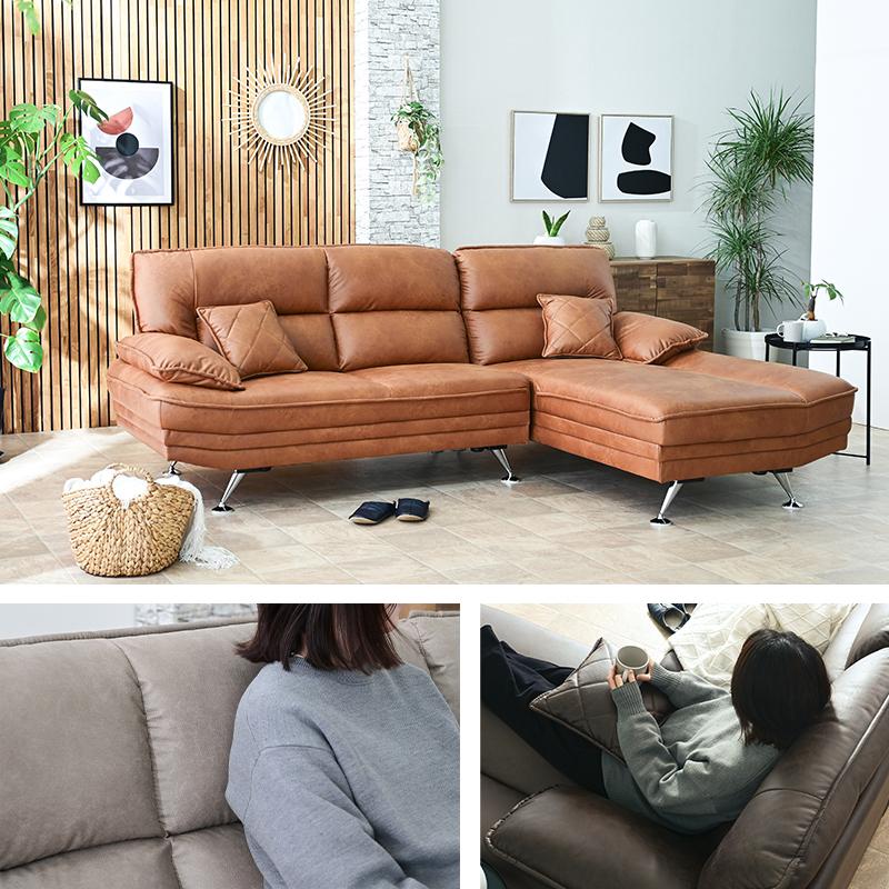 ソファ ソファー カウチソファ カウチソファー カウチ  ファブリック 3人掛け 大型 レザー レザー調 3P 3人掛けソファ st17-5f | ブランド登録なし | 14