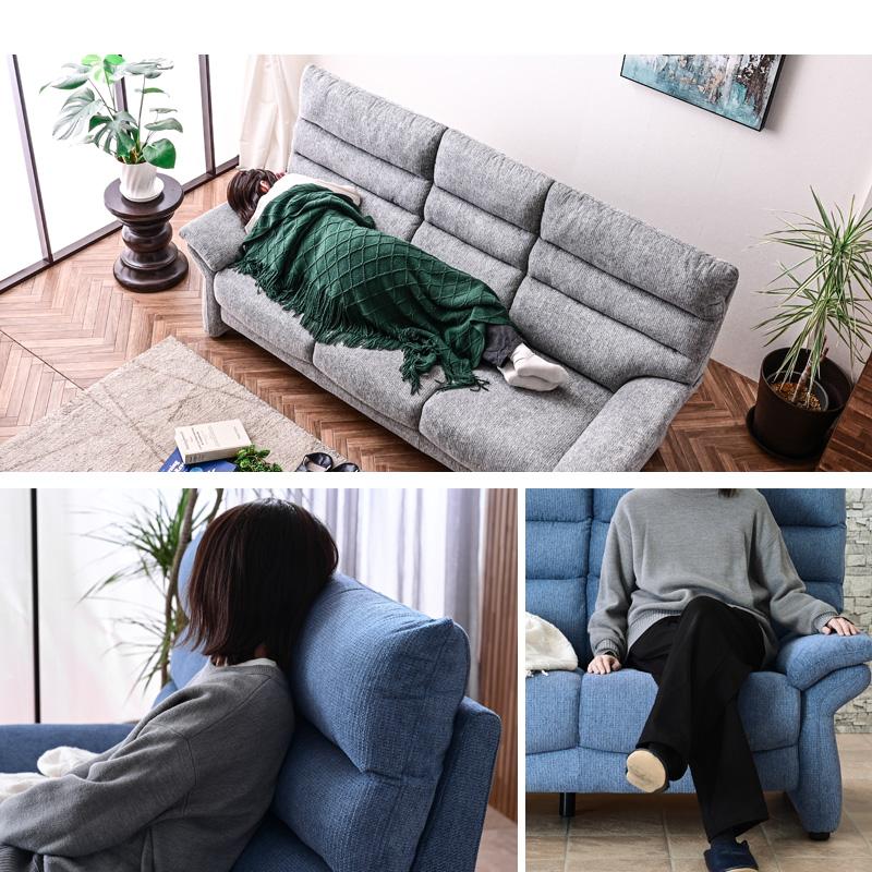 ソファー ソファ ハイバック 3人掛け 3人用 ハイバックソファ 3Pソファ 撥水 撥水生地 ファブリック お手入れ簡単 ブルー グレー ごろ寝 st19-5g | ブランド登録なし | 03