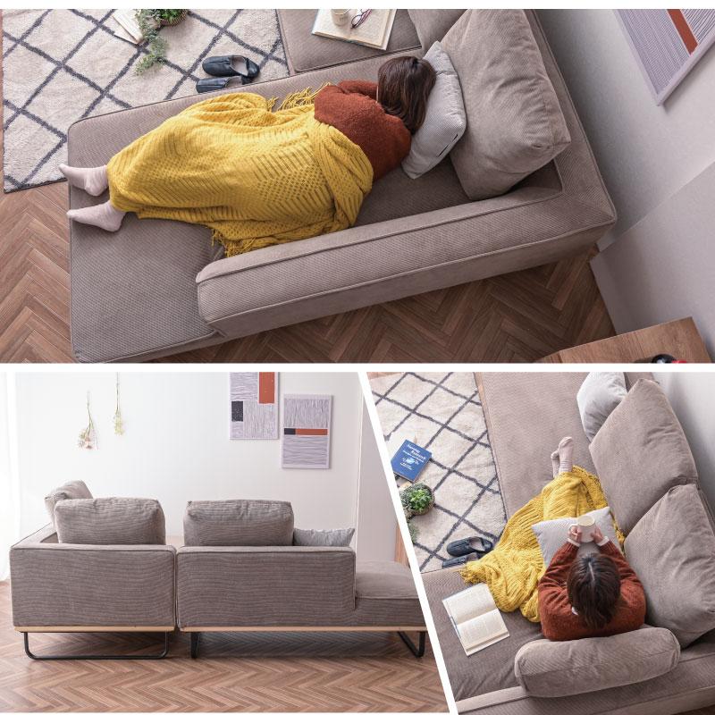 ソファ ソファー カウチ コーデュロイ カウチソファー ファブリック 座