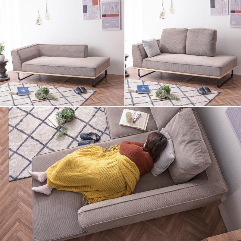 ソファ ソファー コーデュロイ 片肘 シェーズロング ファブリック 2人掛け 2人掛けソファ 2P 大型 高級 北欧 モダン 二人掛け | ブランド登録なし | 09