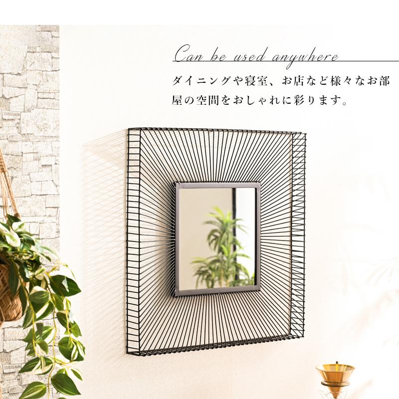 壁掛け鏡 ミラー ウォールミラー おしゃれ 正方形 ブラック フレーム