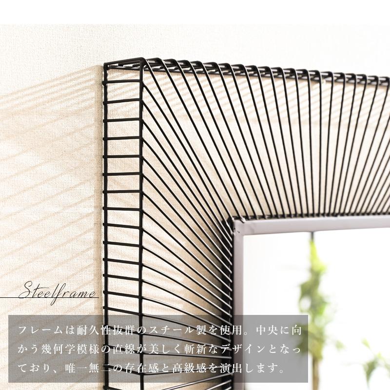 壁掛け鏡 ミラー ウォールミラー おしゃれ 正方形 ブラック フレーム