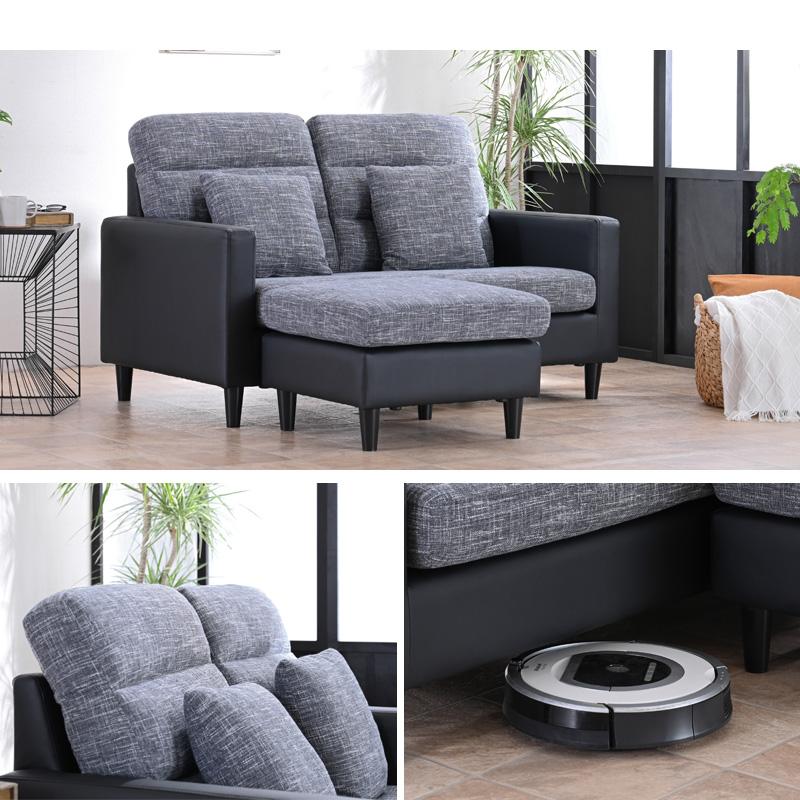 カウチソファ カウチソファー 2人掛け おしゃれ コンパクト スツール付き 140cm 北欧 2人用 2人掛けソファ L字ソファー モダン オットマン 脚付き st32-9r | ブランド登録なし | 03