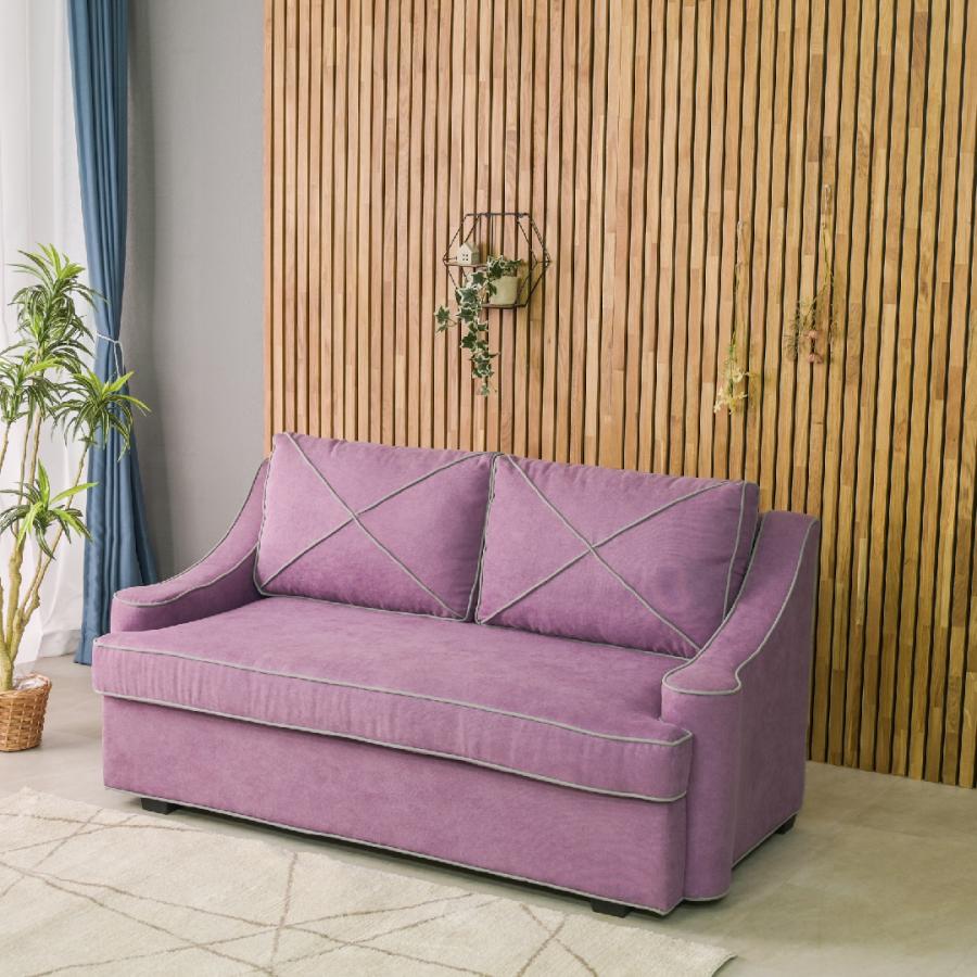 開梱設置サービス／ファブリック 2人掛けソファ ピンクパープル 2P
