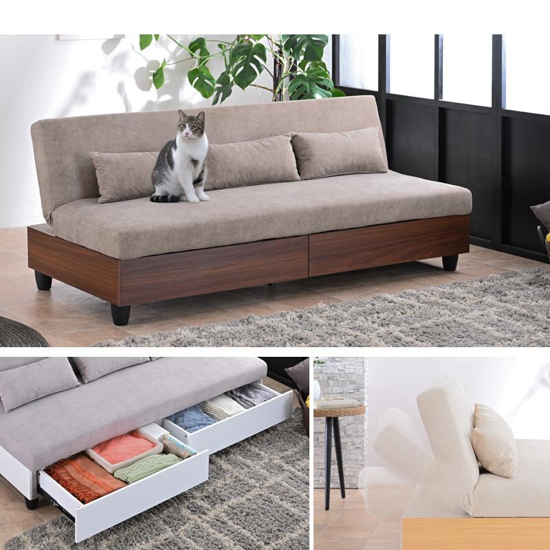 ソファベッド ソファ ソファー 3人掛け 3人用 3人 おしゃれ ペット対応 猫 犬 ネコ生地 ファブリック 収納付き 引出し 北欧 モダン 韓国 st54-4m 【玄関渡し】 | ブランド登録なし | 05