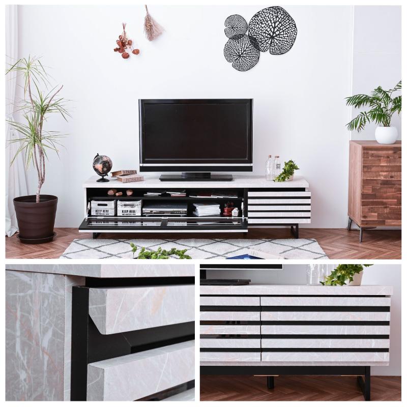 大理石調 180cm幅 テレビボード テレビ台 TVボード サイドボード セラミック調 大理石風 セラミック風 ライトグレー 国産 収納st85a | ブランド登録なし | 07