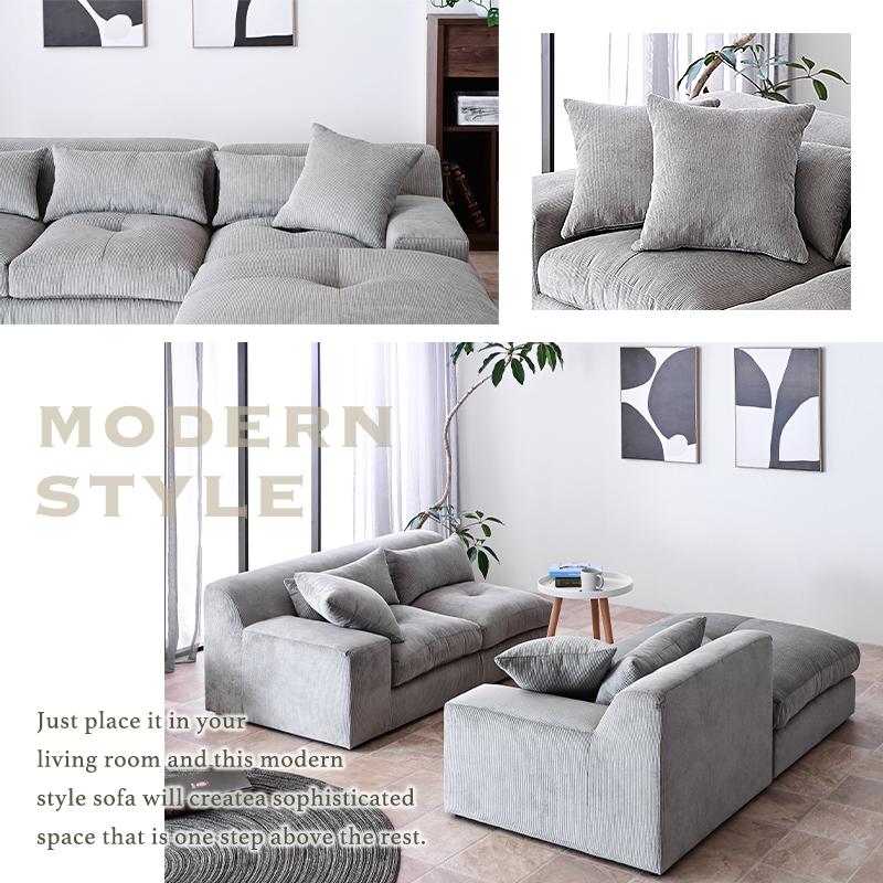 幅207cm コーデュロイ カウチ ソファ 3人掛け ソファー カウチソファ カウチソファー ロータイプ 3P ローソファ ファブリック L字 コーナー | ブランド登録なし | 17