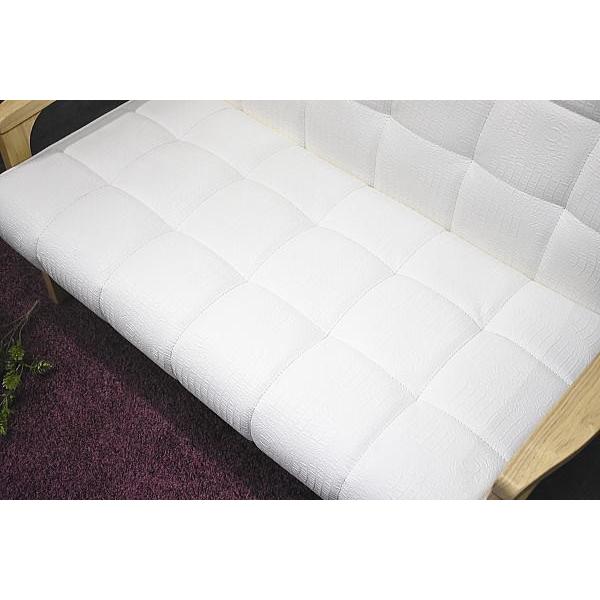 ソファ ソファー 2人掛け 木製 木製フレーム クロコダイル柄 カリモク調 2Pソファー 2人掛けソファー ソファ ホワイト 白 肘付き ミッドセンチュリー | ブランド登録なし | 03