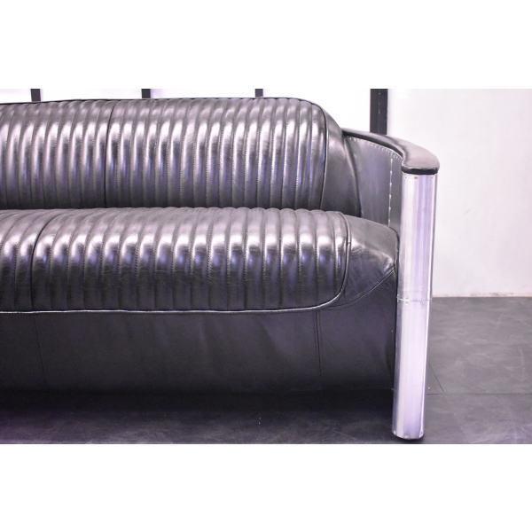 ソファ ソファー 3人掛け 革 本革 総革 3人掛けソファ アルミ張り