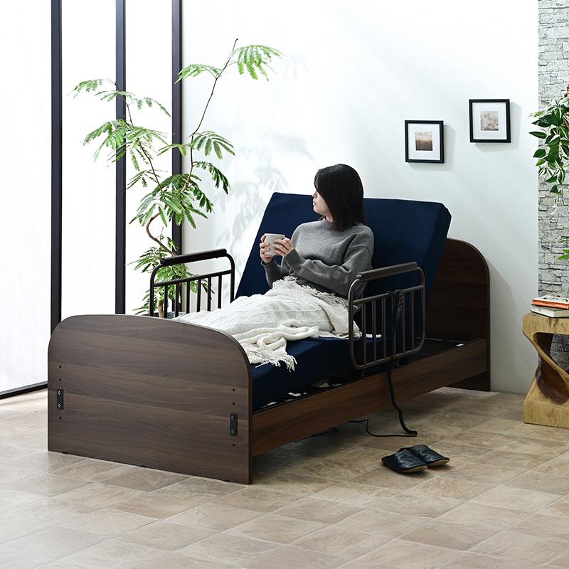 電動リクライニング介護ベッド,柵2個マット付き,引取り又,近郊配送可能です。 介護ベッド 電動ベッド 2モーター 電動 柵 手すり 介護ベッド柵