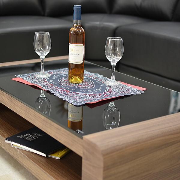 センターテーブル 幅105cm モダン 強化ガラス ウォルナット