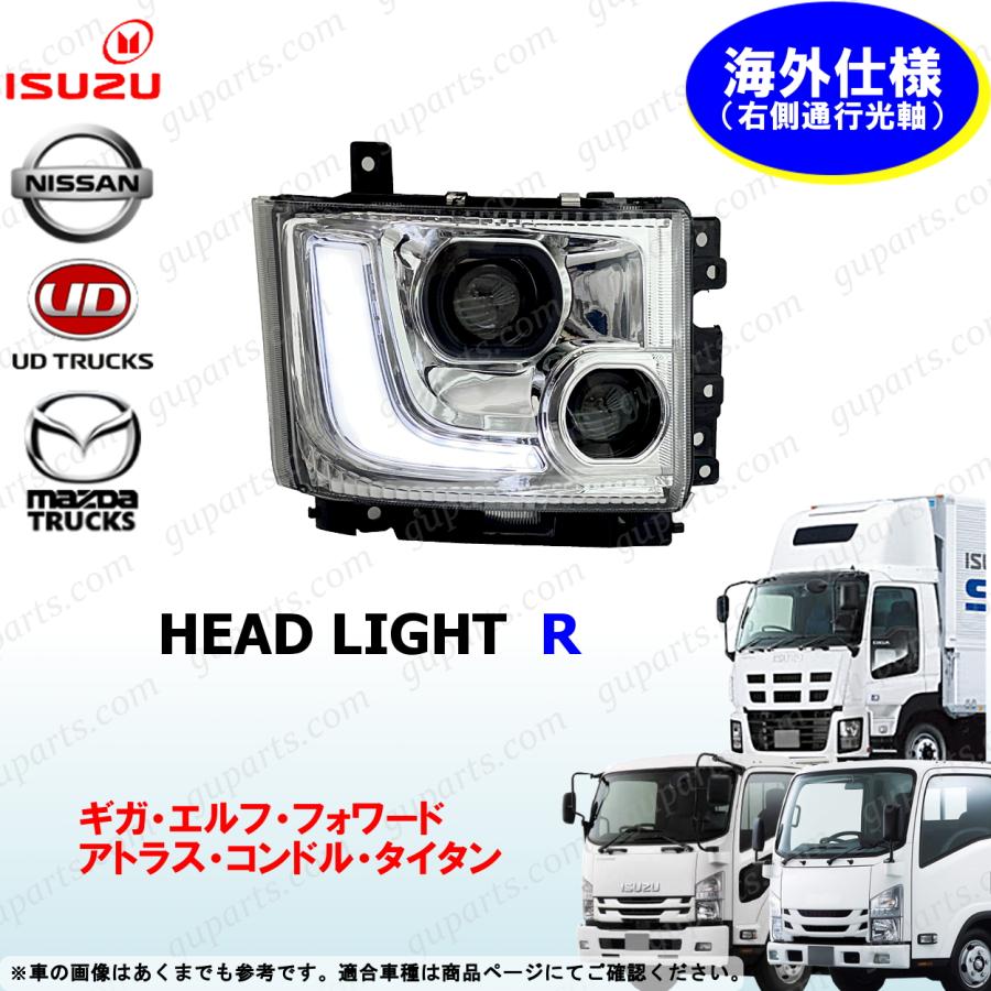 いすゞ　エルフ　LEDヘッドライト　右側 いすゞ（ISUZU） ギガ フォワード エルフ LED プロジェクター ヘッド