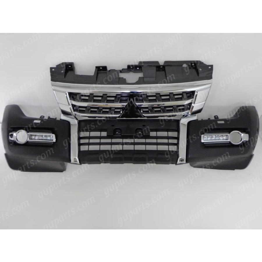 三菱 パジェロ 前期 中期 → 後期 フロント バンパー キット V83W V87W V88W V93W V97W V98W メッキ グリル デイ ライト エアロ パーツ 三菱 パジェロ 前期 中期 → 後期 フロント バンパー キット V83W V87W V88W V93W V97W V98W メッキ グリル デイ ライト エアロ パーツ