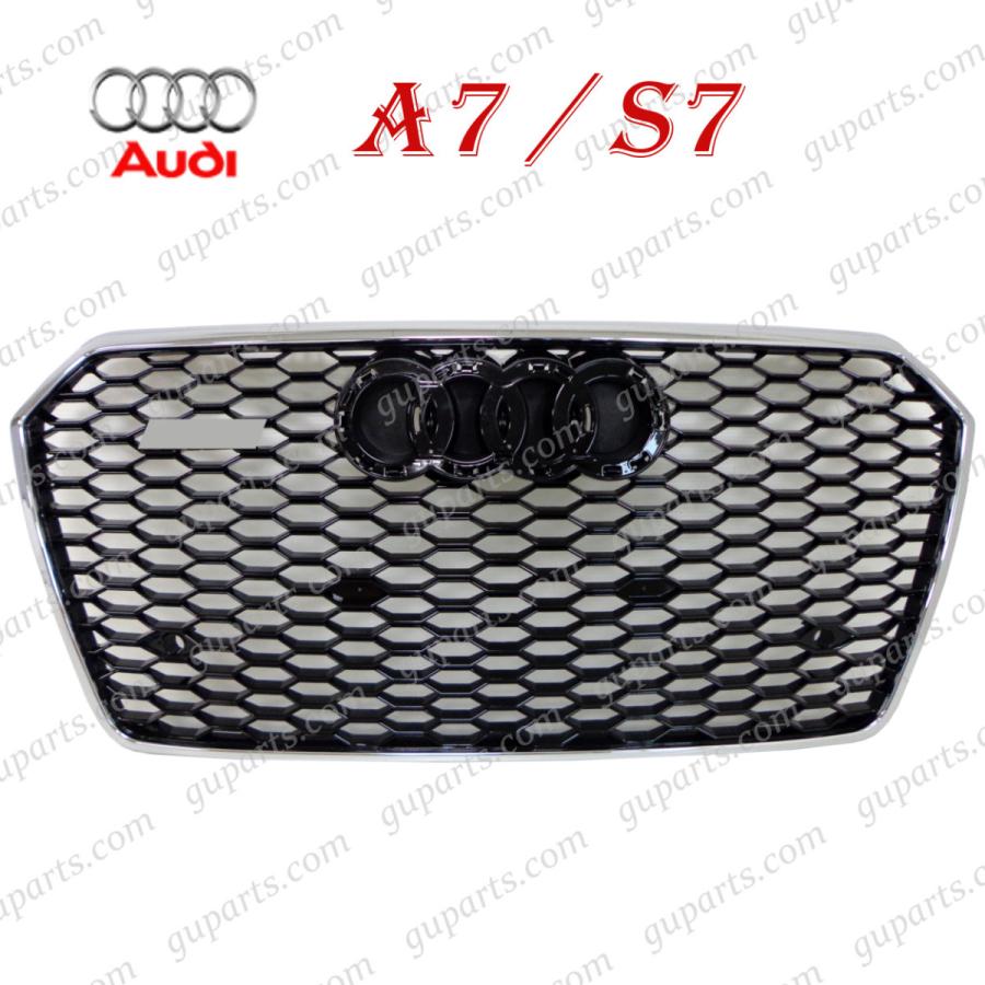 アウディ A7 S7 4G 系 → RS7 フェイス チェンジ グリル フロント バンパー クローム メッキ 2015〜2019 4GCREC 4GCYPC 4GCTGL