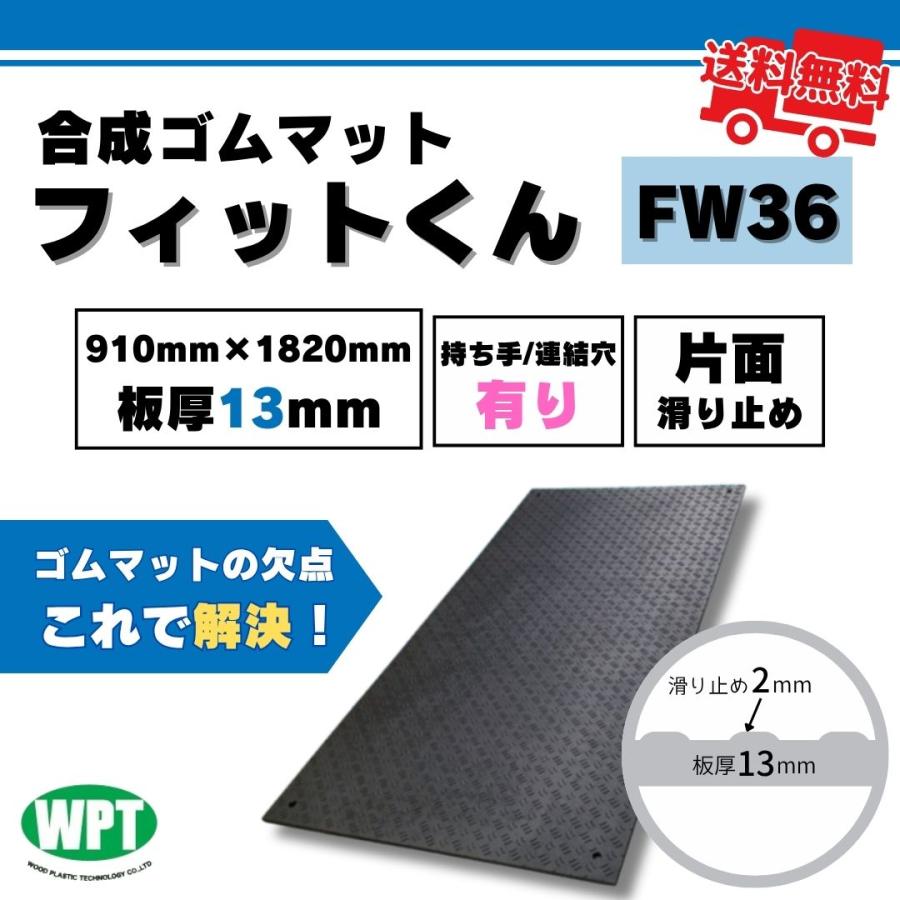 フィットくん 合成ゴムマット FW36 910mm x 1820mm 板厚13mm 黒 現場
