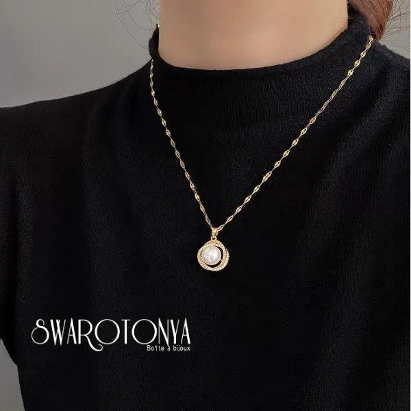 ステンレス インフィニティ パール ネックレス : SWAROTONYA Yahoo!店 