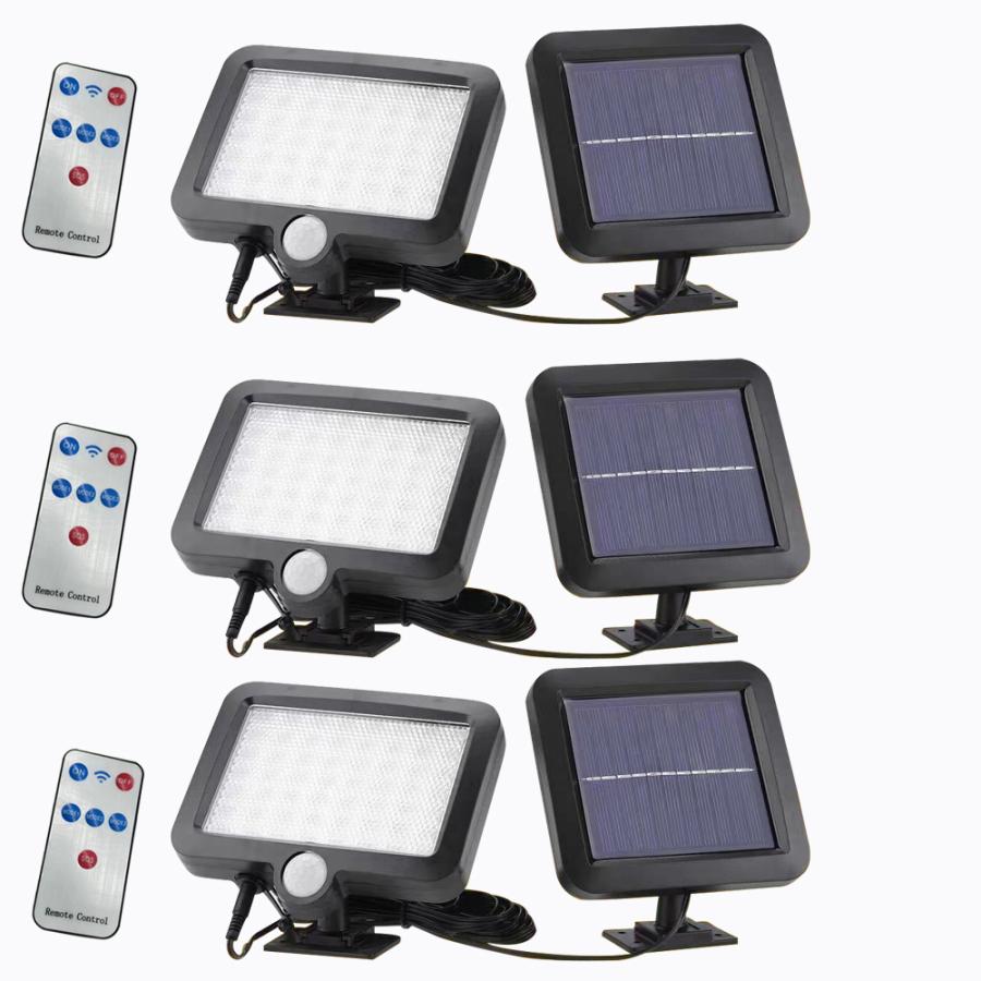 3台セット リモコン付き LEDソーラーライト LED センサーライト 防水