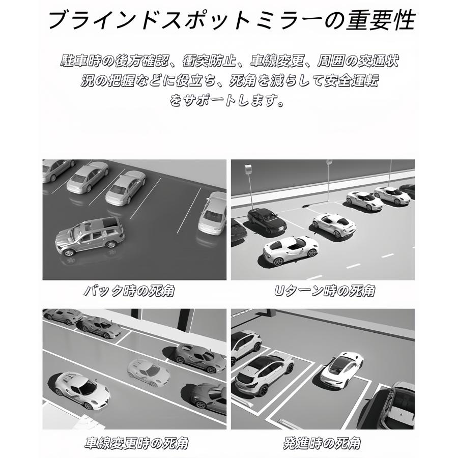 ブラインドスポットミラー 2個セット 360度回転・視野拡大・死角対策