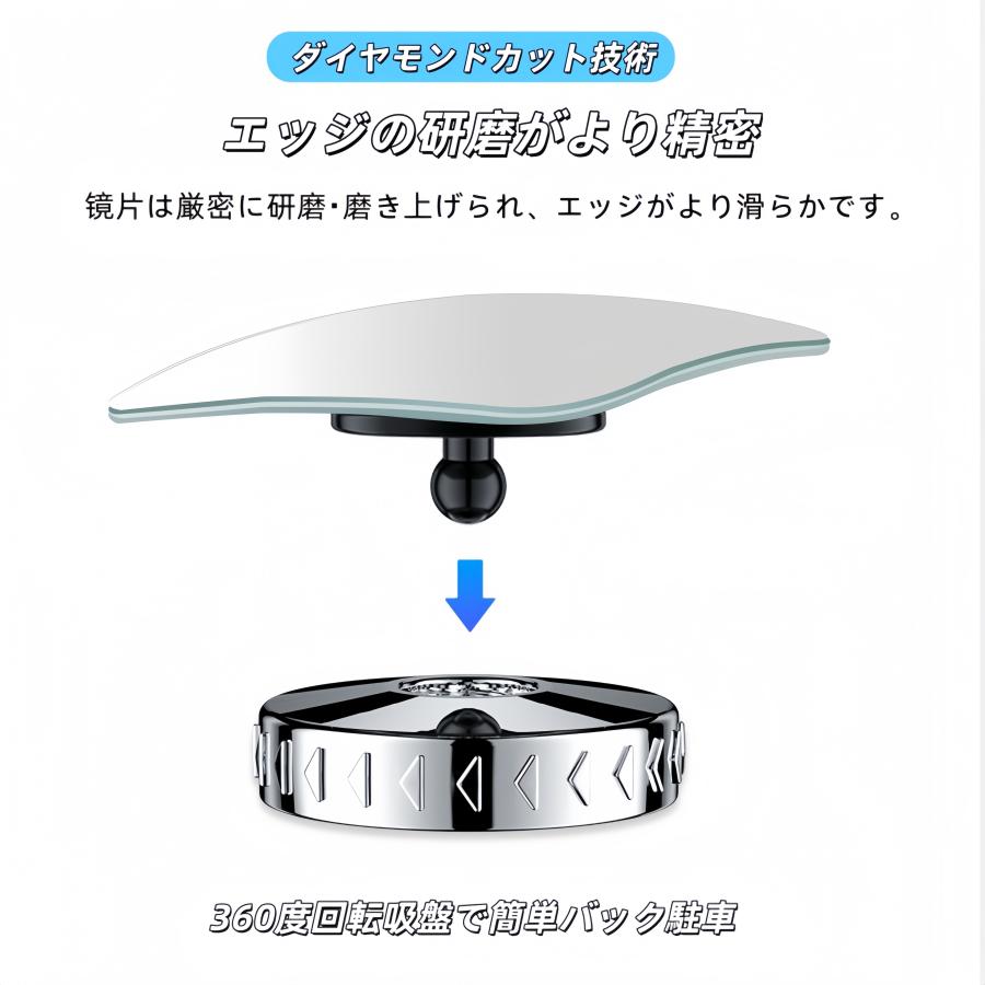 ブラインドスポットミラー 2個セット 360度回転・視野拡大・死角対策