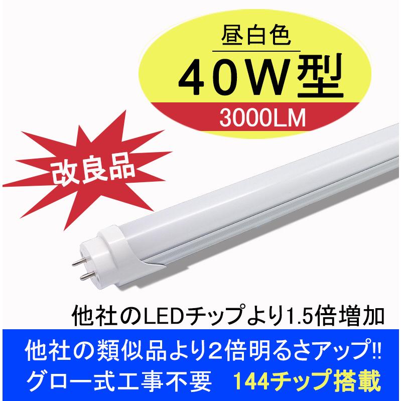 改良品 LED蛍光灯 40w形 直管 昼白 昼光 アルミヒートシンク搭載 120cm