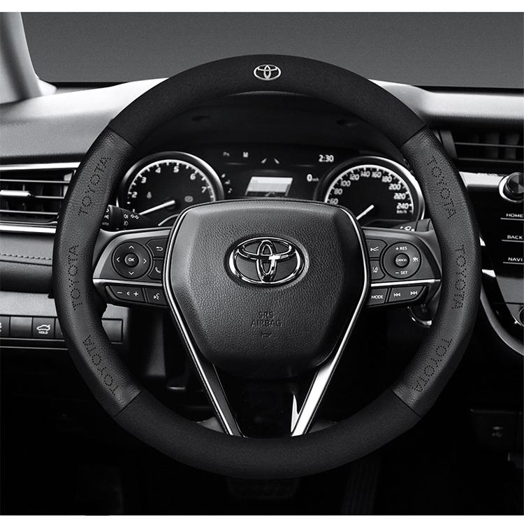 TOYOTA トヨタ ステアリングカバー 黒 赤 ハンドルカバー スエード 