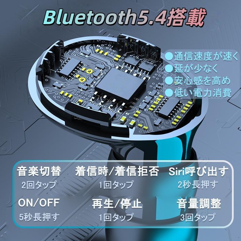 Bluetooth5.4 ワイヤレスイヤホン ブルートゥースイヤフォン Hi-Fi音質