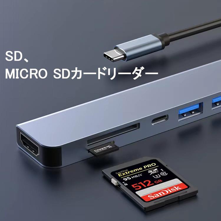 USB Type C ハブ  PD充電(100w) SD microSDカードリーダー 4K HDMI USB3.0 アダプター USB変換 macbook ハブ Type-C IPHONE android　アイホン対応｜gurobaruaki｜06