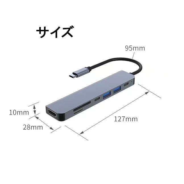 USB Type C ハブ  PD充電(100w) SD microSDカードリーダー 4K HDMI USB3.0 アダプター USB変換 macbook ハブ Type-C IPHONE android　アイホン対応｜gurobaruaki｜09