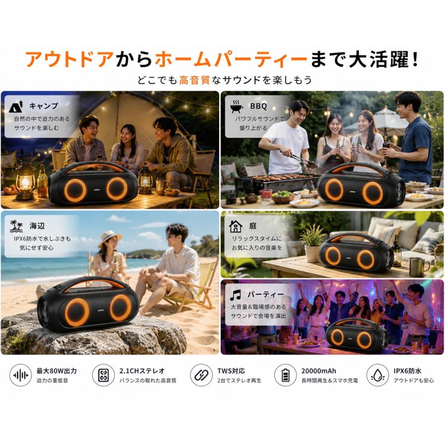 xdobo ブルートゥース スピーカー Bluetooth 高音質 大音量 ステレオ