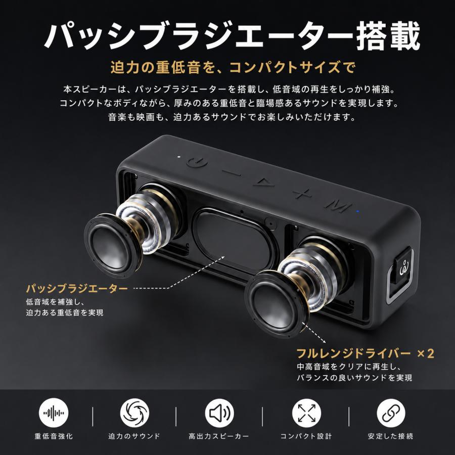 xdobo Bluetoothスピーカー コンパクト IPX7 防水 20W 重低音 最大30