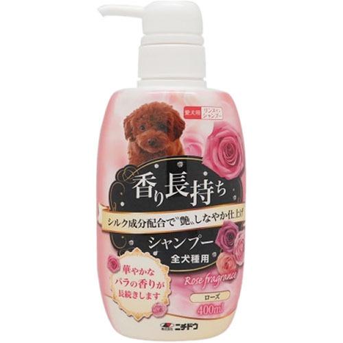 ニチドウ 香り長持ちシャンプー 全犬種用 ローズ （犬用シャンプー） 400ml【ネコポス不可】｜guruguru-cosme