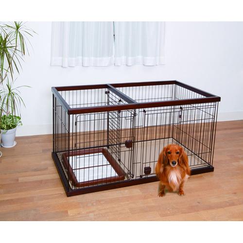 匿名配送 ペティオ トイレのしつけが出来る ドッグルームサークル ブラウン ワイド [W24758] （犬用ケージ）【ネコポス不可】 【C2968073905】(14931円)