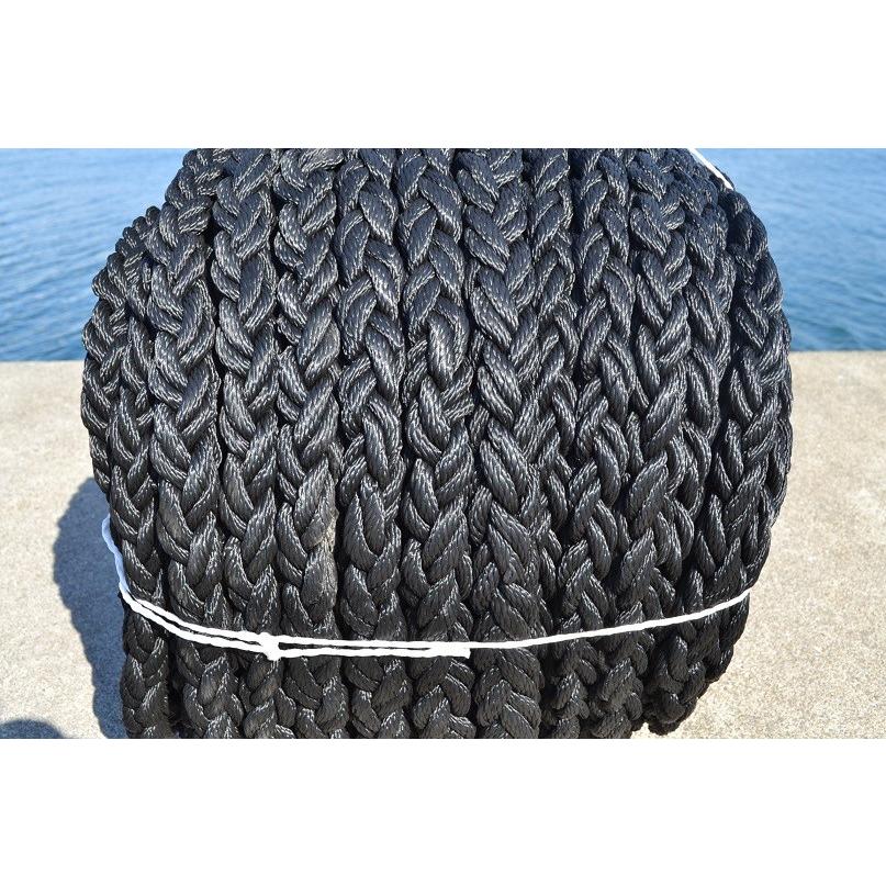 22mm95m水に浮くロープPPスーパー8クロス打ブラック 22mm95m水に浮くロープPPスーパー8クロス打ブラック